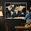 Personalized World Map Wall Art – Custom Framed Push Pin