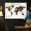 Personalized Push Pin World Map Canvas Print – Custom Framed