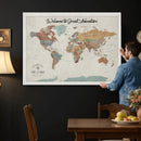 Custom Framed World Map Canvas Print – Personalized Push Pin