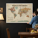 Personalized Push Pin World Map Canvas – Custom Framed