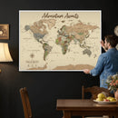 Custom Push Pin World Map Print – Personalized Canvas Wall