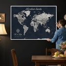 Personalized World Map Canvas – Custom Framed Push Pin