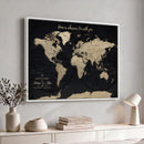 Personalized Push Pin World Map Canvas – Custom Framed
