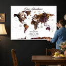 Personalized Vintage World Map Canvas – Custom Framed Push