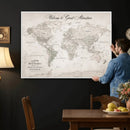Personalized World Map Canvas Print – Custom Push Pin Travel