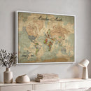 Customize Push Pin World Map Wall Canvas Print –