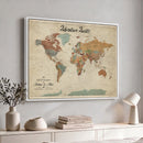 Push Pin Customize World Map Wall Canvas Print –