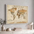 Custom Push Pin World Map Wall Canvas Print