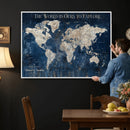 Custom Push Pin Travel Map Wall Art Canvas Print –