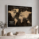 Personalized Push Pin World Map Canvas Print – Custom Framed