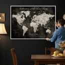 Personalized Push Pin World Map Canvas – Custom Framed