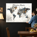 Custom Push Pin World Map Wall Art Canvas Print –