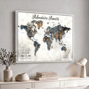 Custom Push Pin World Map Canvas Print – Framed Personalized