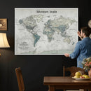 Personalized Push Pin World Map Canvas – Custom Framed