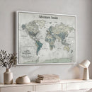 Personalized Push Pin World Map Canvas – Custom Framed