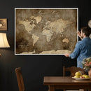 Personalized Push Pin World Map Canvas Print – Custom Framed