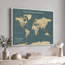 Personalized Push Pin World Map Canvas – Custom Framed