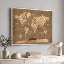 Custom Push Pin World Map Wall Art Canvas Print – Personalized Travel Tracker with Pins Framed Large for Home and Office Decor