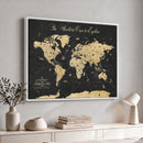 Custom Push Pin World Map Wall Art Canvas Print – Personalized Travel Tracker with Pins Framed Large for Home and Office Decor