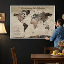 Customize Push Pin World Map Wall Art Canvas Print –