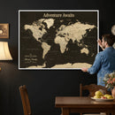 Custom Push Pin World Map Wall Art Canvas Print –