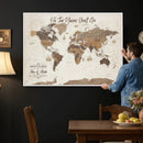 Personalized World Map Wall Art Canvas Print – Custom Push