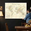 Personalized Push Pin World Map Canvas Print – Custom