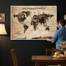 Personalized Framed World Map Wall Art Canvas Print – Custom