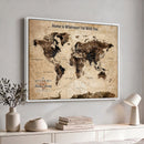 Personalized Framed World Map Wall Art Canvas Print – Custom