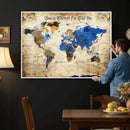 Personalized World Map Canvas Wall Art – Custom Framed Push