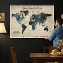 Personalize World Map Canvas Wall Art – Custom Framed Push
