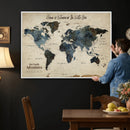 Personalize World Map Canvas Wall Art – Custom Framed Push