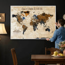 Vintage Custom World Map Canvas Wall Art – Custom Framed