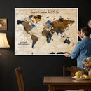 Vintage Custom World Map Canvas Wall Art – Custom Framed