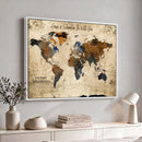 Personalized World Map Canvas Wall Art – Custom Framed Push