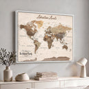 Framed Push Pin World Map Canvas Print – Custom Framed