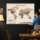 Framed Push Pin World Map Canvas Print – Custom Framed