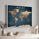 Personalized Vintage Push Pin World Map Canvas Print –