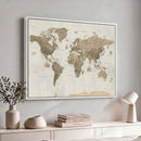 Detailed World Map Wall Art Canvas Print