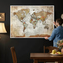 World Map Wall Art Canvas Print, Modern Decorative Framed Map Artwork Prints for Living Room, Office, Bedroom Wall Decor by MyGreatCanvas | Canvas Wall Art Prints | Photo Prints & Wall Decor