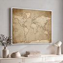 Colorful Watercolor World Map Canvas Wall Art – Framed