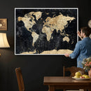 Framed Large World Map Wall Art Canvas Print for Living Room by MyGreatCanvas | Canvas Wall Art Prints | Photo Prints & Wall Decor