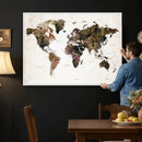 Watercolor World Map Print - Large Wall Art Canvas Print for