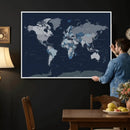 Blue Detailed World Map Wall Art Canvas Print, Modern Framed by MyGreatCanvas | Canvas Wall Art Prints | Photo Prints & Wall Decor