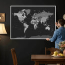 Black World Map Wall Art Canvas Print – Detailed Map of the by MyGreatCanvas | Canvas Wall Art Prints | Photo Prints & Wall Decor