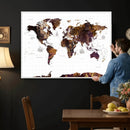 Rustic World Map Wall Art Canvas Print | Large World Map on
