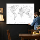 World Map Canvas Print – Framed Modern Detailed Map of the by MyGreatCanvas | Canvas Wall Art Prints | Photo Prints & Wall Decor