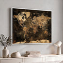 World Map Canvas Print, Modern Decorative Framed Map Artwork