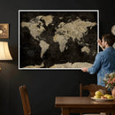 Push Pin World Map Canvas Wall Art Print, Interactive Travel