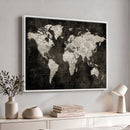 Vintage World Map Wall Art Canvas Print – Framed Large Map